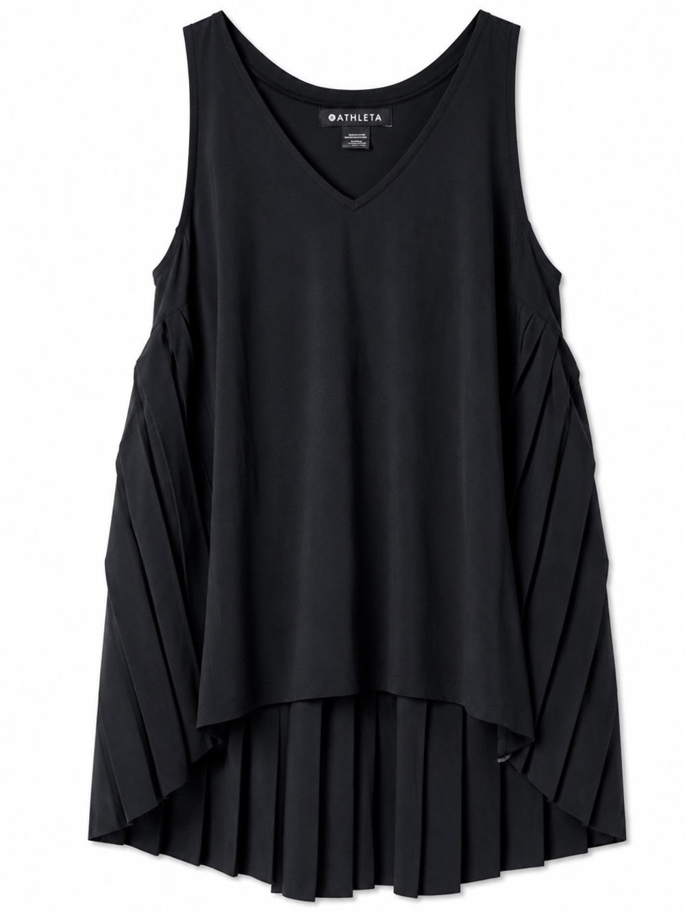 Athleta Black Pleated V Neck Racerback Tank Top Small Draped Performance Travel